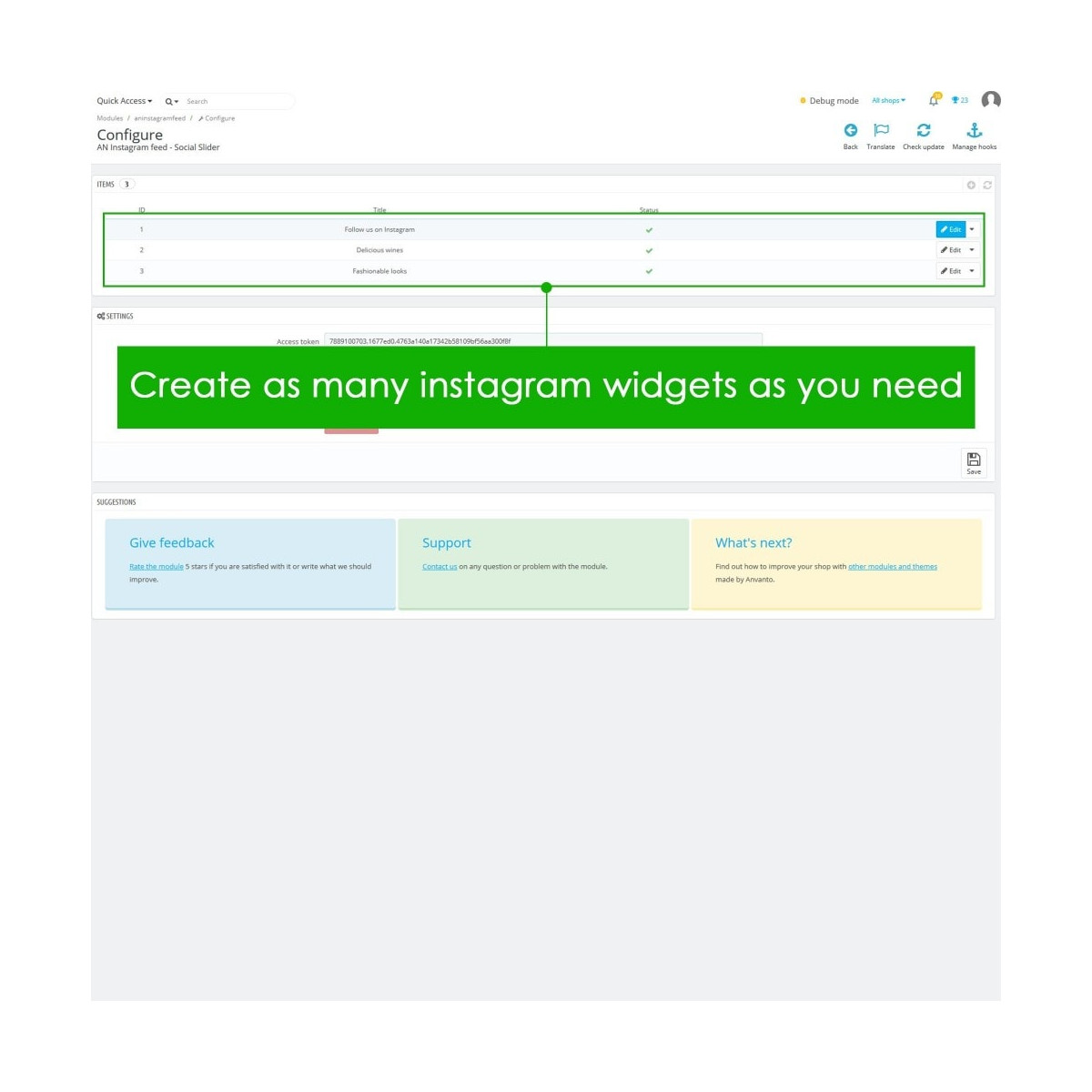 Social Feed Slider for Instagram API (Widget)