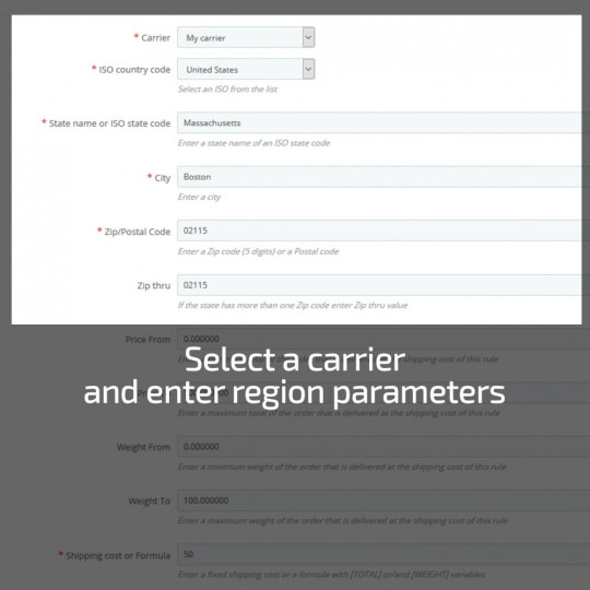 Shipping cost by Zip, Postal code, Country, State, City