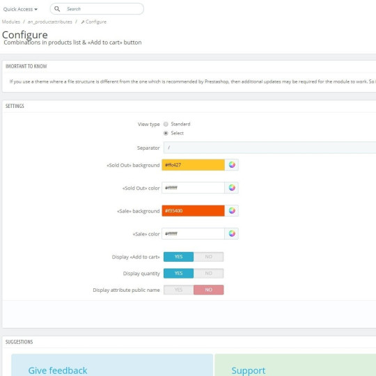 Show Attribute combinations in products list