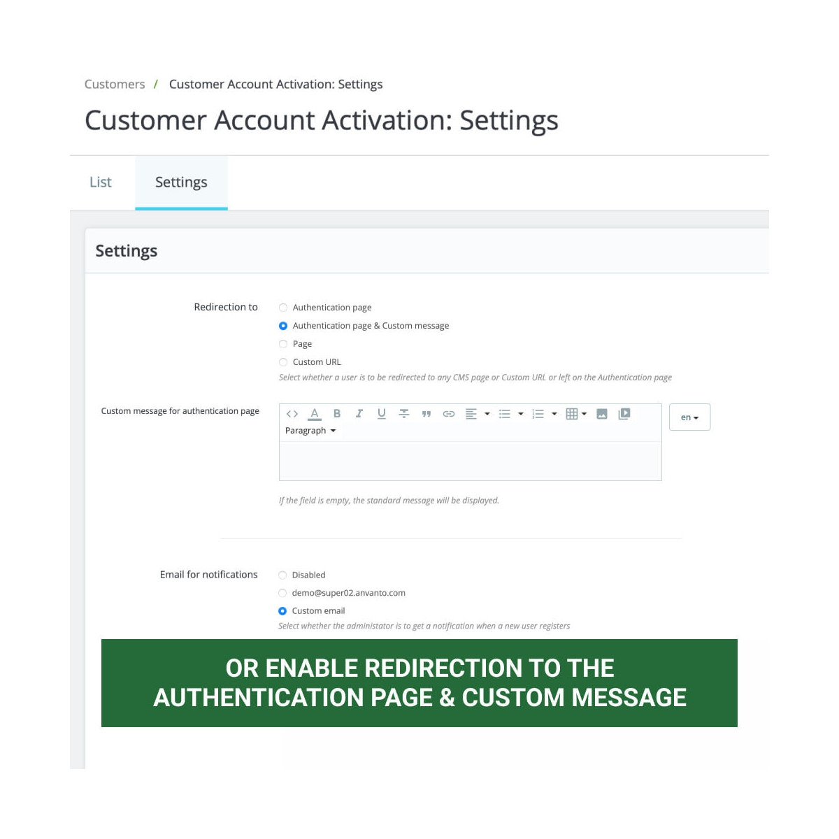 Customer Account Activation / New account moderation