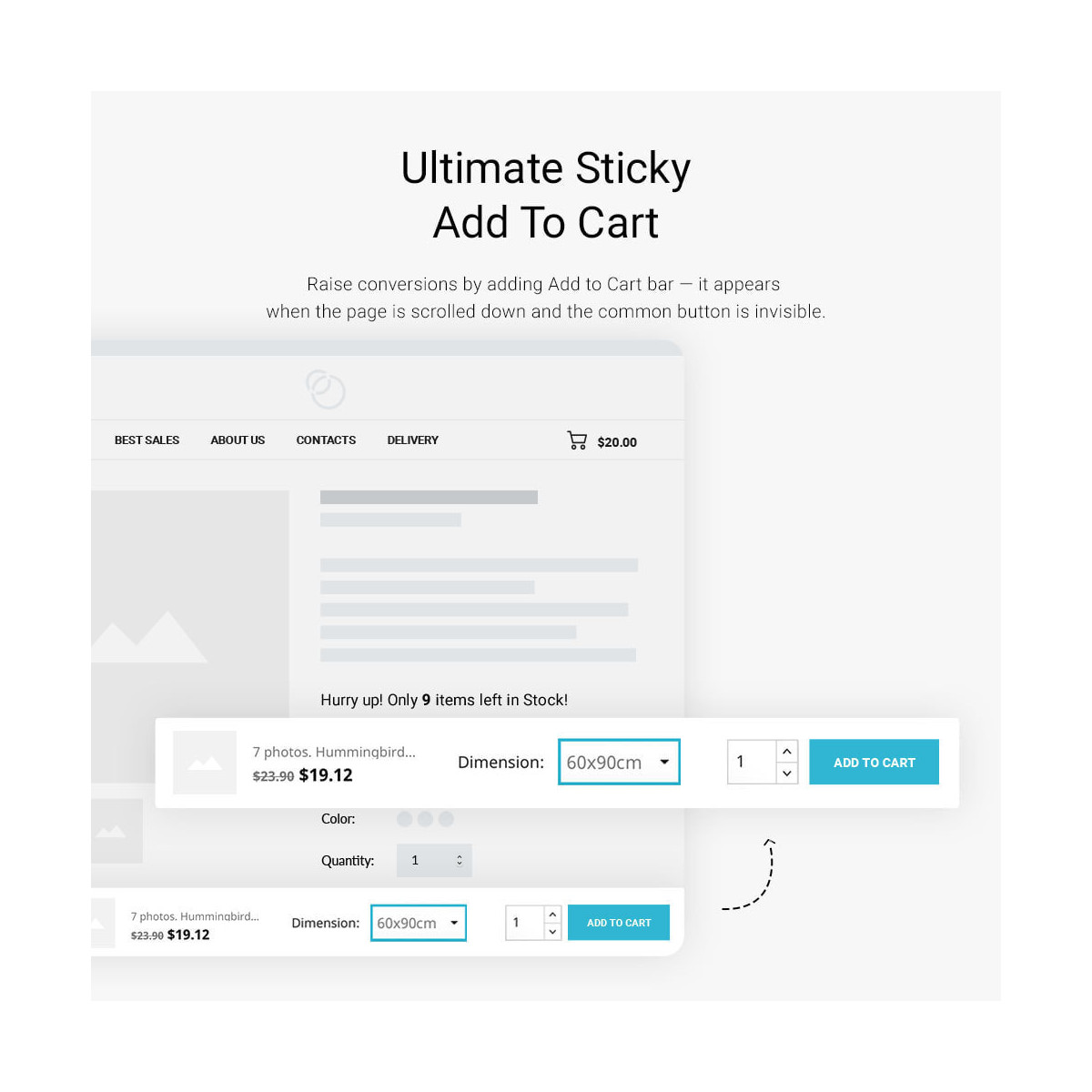 Sticky add to cart bar & Attribute combinations