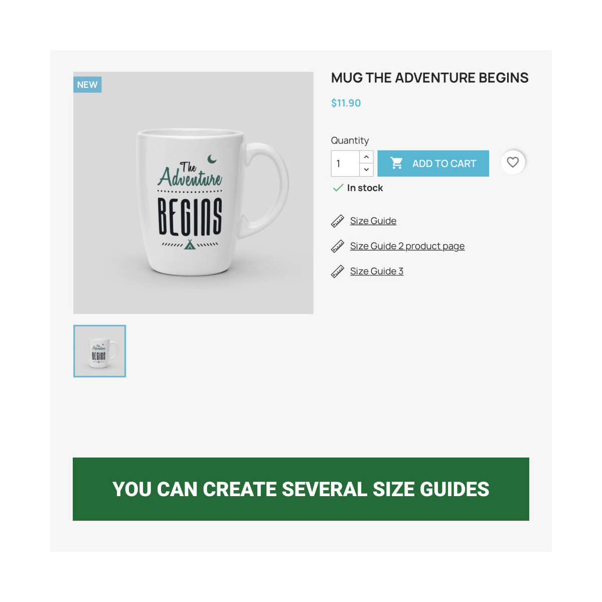 Size Guide Pro: show by product, category, brand